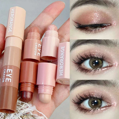 4 In 1 Pearlescent Eyeshadow Pencil Glitter Silkworm Liner Highlighter Pen Lasting Matte Eye Shadow Stick Eyes Makeup Cosmetics