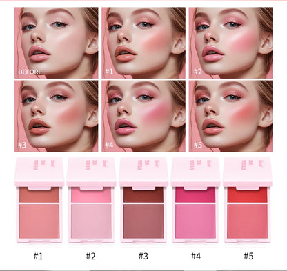 Cream&Powder Blush Palette Natural Long-lasting High Pigment  Blush Makeup Contour Powder Beauty Peach Pink Korean Makeup Blush