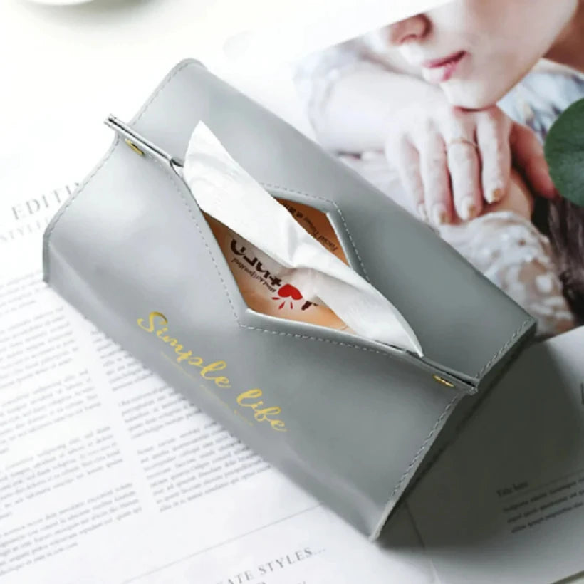 Leather Tissue Box Napkin Holder Car Tissue Box Home Living Room Holder Case Storage Hotel Carton Household Home Large Storage