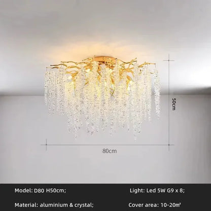 2024 Luxury Gold Glass LED Lights Ceiling Chandeliers Crystal Hanging Pendant Lamps Home Decor for Dining Room Lustres