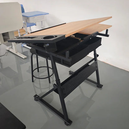A Adjustable Height Wooden Drawing Table for Artwork, Study, Office, and Dining Ideal for Small Décor and Miniature Models