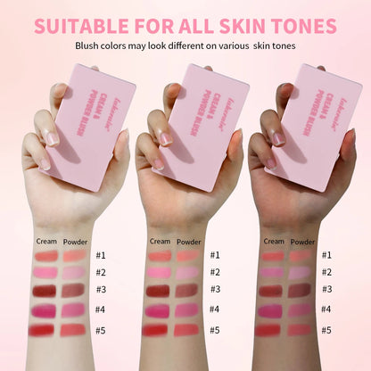 Cream&Powder Blush Palette Natural Long-lasting High Pigment  Blush Makeup Contour Powder Beauty Peach Pink Korean Makeup Blush