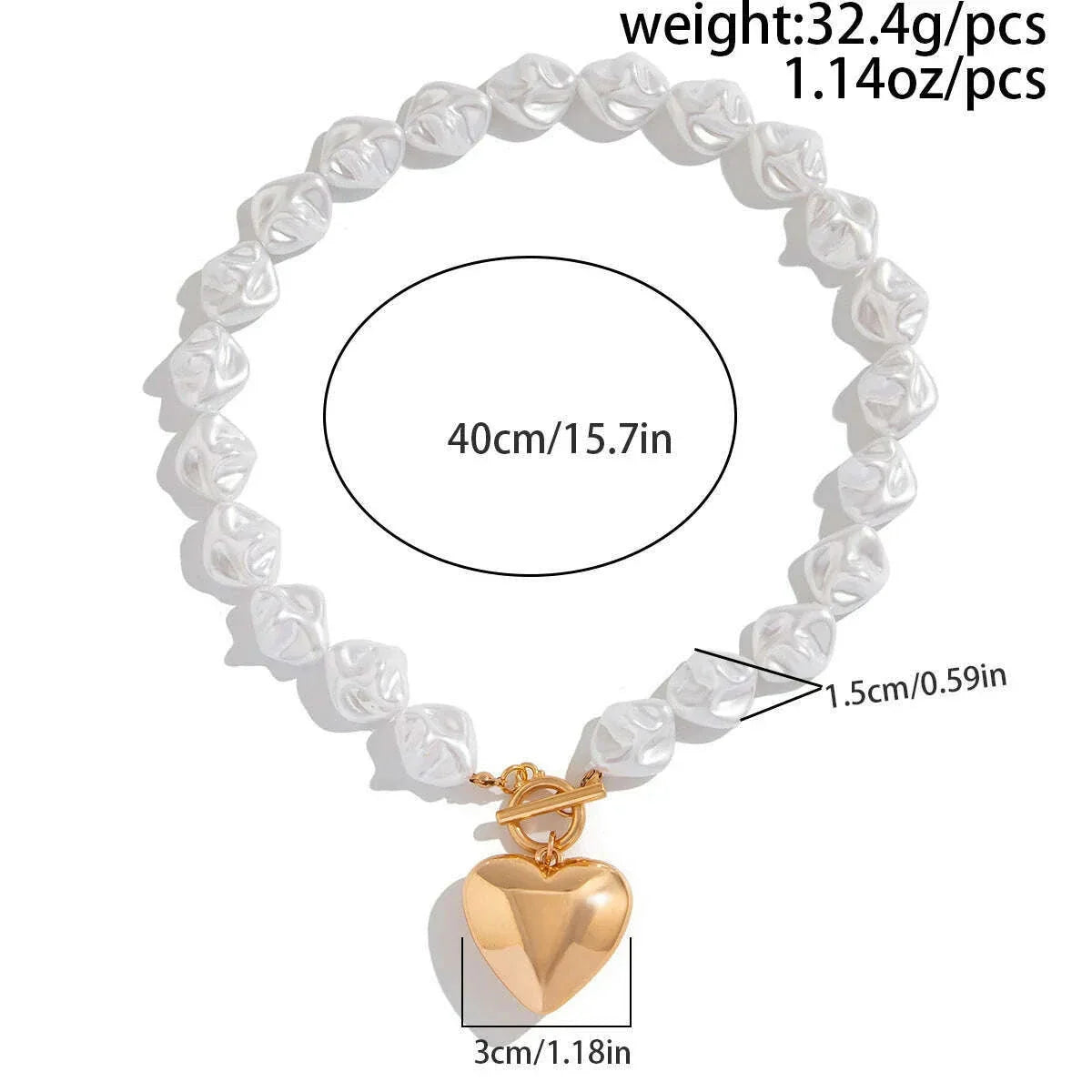 Retro Exaggerated Heart Shaped Pendant Short Necklace 2024 Women's Simple Sweet Imitation Pearl Girl Fashion Wedding Jewelry