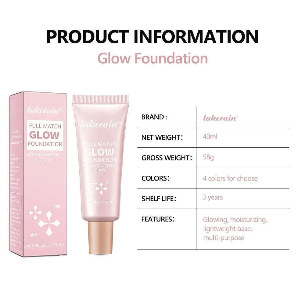 Glossy Liquid Foundation Long Lasting Oil-Control Face Foundation Full Coverage Concealer Waterproof Contour Makeup For Women