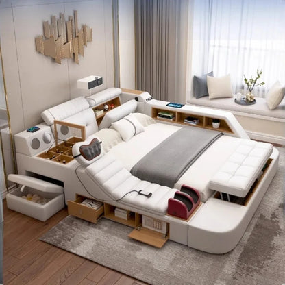 Luxury Storage Double Bed Modern Massager King Size Cameras Multifunctional Twin House Matrimoniale Bedroom Furniture