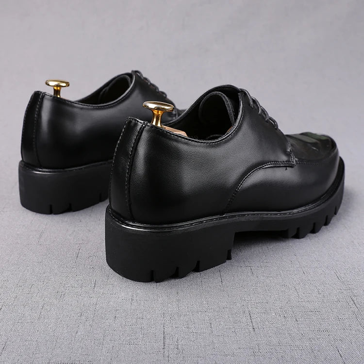 mens casual original leather tassel shoes black stylish platform shoe business wedding dress crocodile pattern footwear zapatos