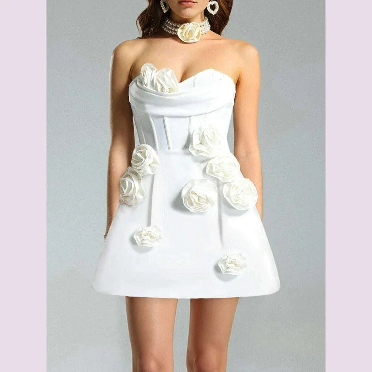 TWOTWINSTYLE Solid Slimming Spliced Appliques Dresses For Women Slash Neck Sleeveless High Waist Temperament Dress Female New