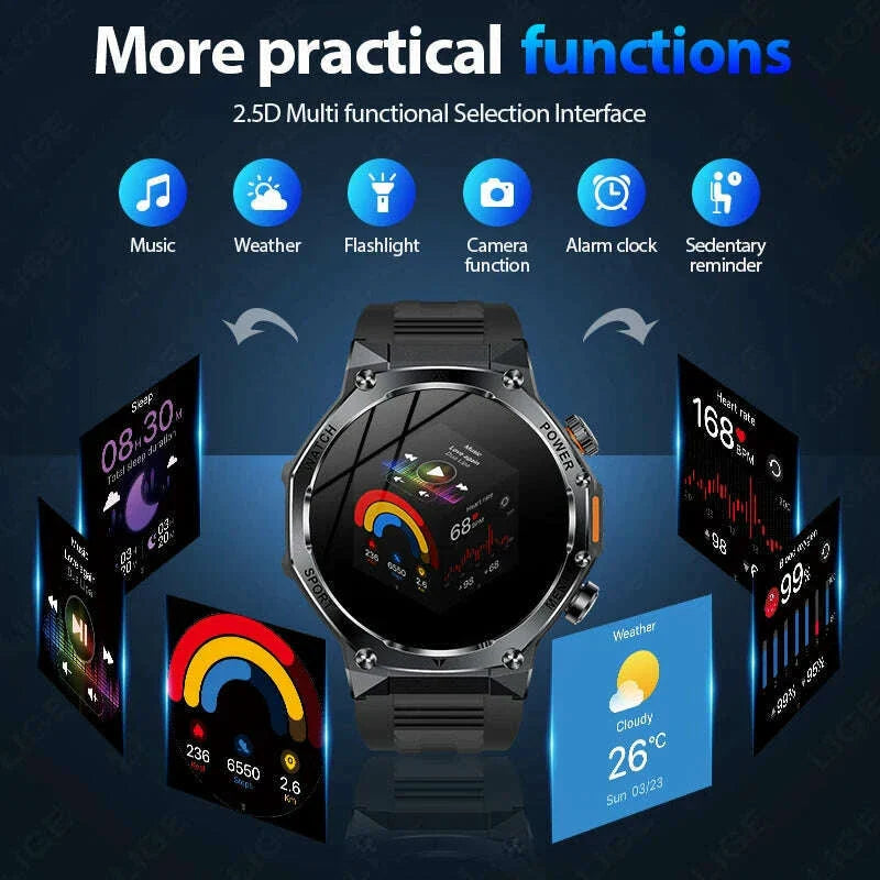 LIGE New Smart Watch Men 800mAh Ultra Long Battery Life Waterproof Outdoor Sport Watches Bluetooth Call Military Smartwatch 2025