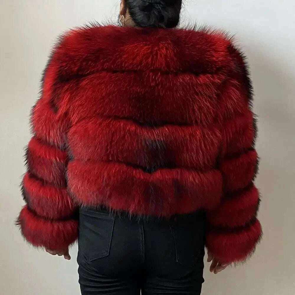 BEIZIRU Real Raccoon Fur Coat Women Winter Long Sleeve Natural Luxury Jackets  Thick  Top