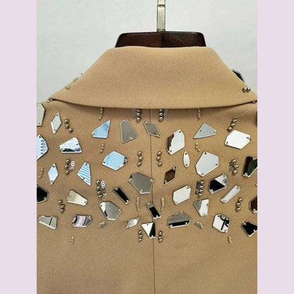 Fashion Runway Women Suits Sets Shiny Sequin Beading Single Breasted Blazers Shorts Office Ladies Design Elegant Two Pece Set