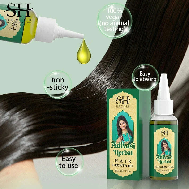 Sevich India Herbal Hair Growth Oil And Scalp Massager Comb Tool Set Ayurvedic Adivasi Fast Regrowth Thicken Serum Hair Growing