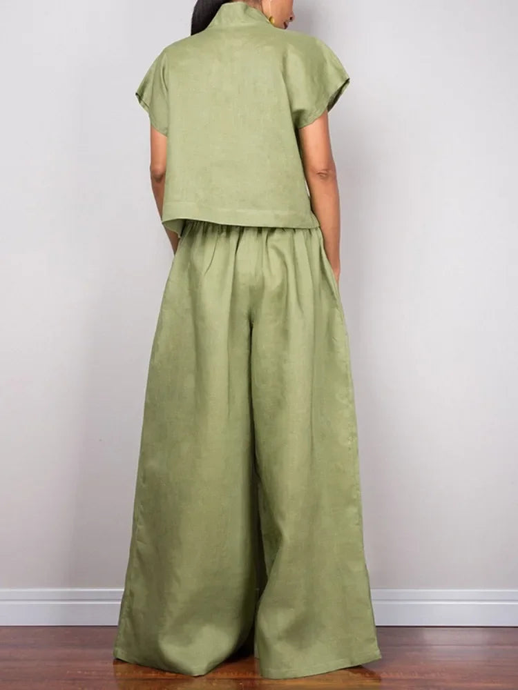 Missuoo Women's Cotton and Linen T-shirt V-neck Short Sleeves Loose Fit Green Shirt Top 2025 Summer Casual Tees for Women