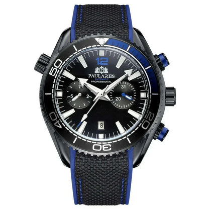 Automatic Watch for Men Mechanical Canvas Rubber Strap Orange Blue Red Multifunction Date Month Reloj Hombre Baratos