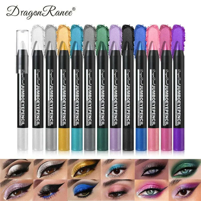 12 Colors Long-lasting Eyeshadow Pencil Waterproof Pigment Blue Purple Black Eye Shadow Stick Women Fashion Colorful Eye Makeup