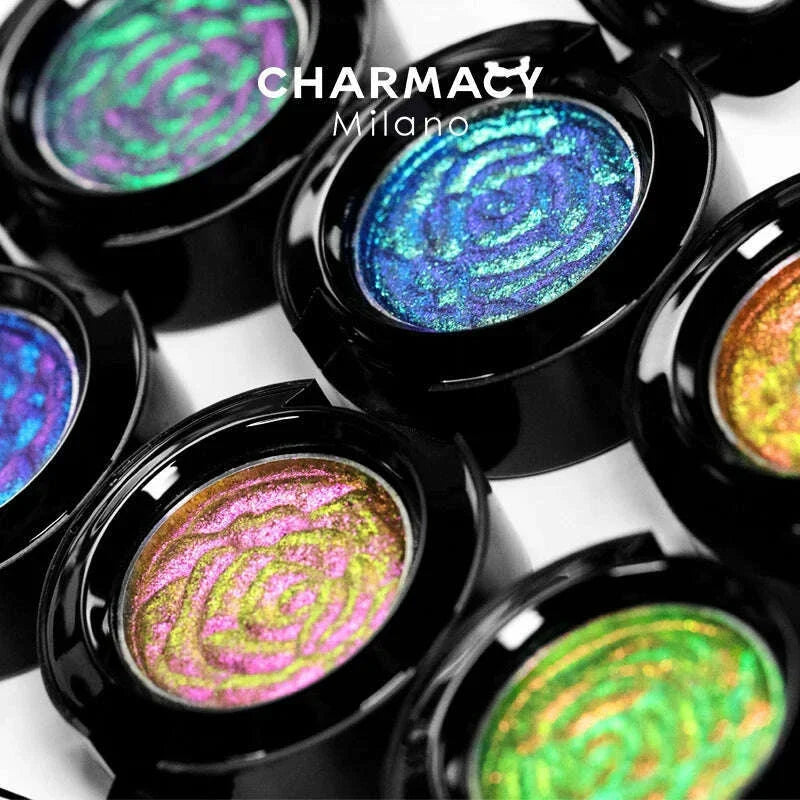CHAEMACY 6 Colors Glitter Optical Chameleon Powder Eyeshadow Long Lasting Easy to Wear Eye Shadow for Women Makeup Cosmetic