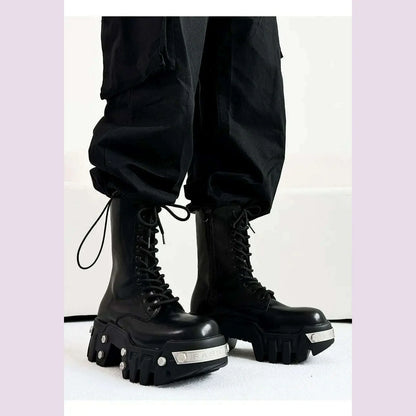 2025 Winter New Thick-soled High-top Locomotive Bulldozer Boots Men