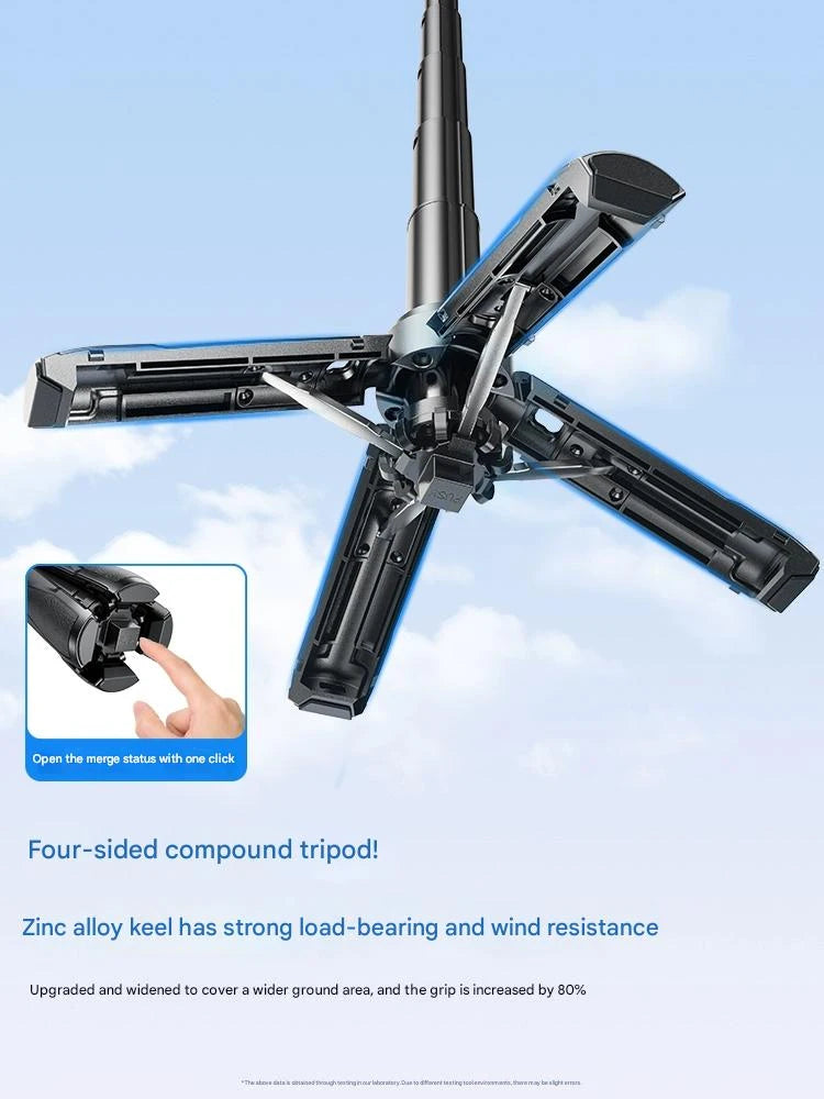 4-in-1 Multi-function Selfie Stick with Wireless Remote Control | Magnetic, Cell Phone Clip Dual Combination, 360° Rotation