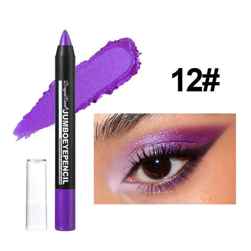 12 Colors Long-lasting Eyeshadow Pencil Waterproof Pigment Blue Purple Black Eye Shadow Stick Women Fashion Colorful Eye Makeup