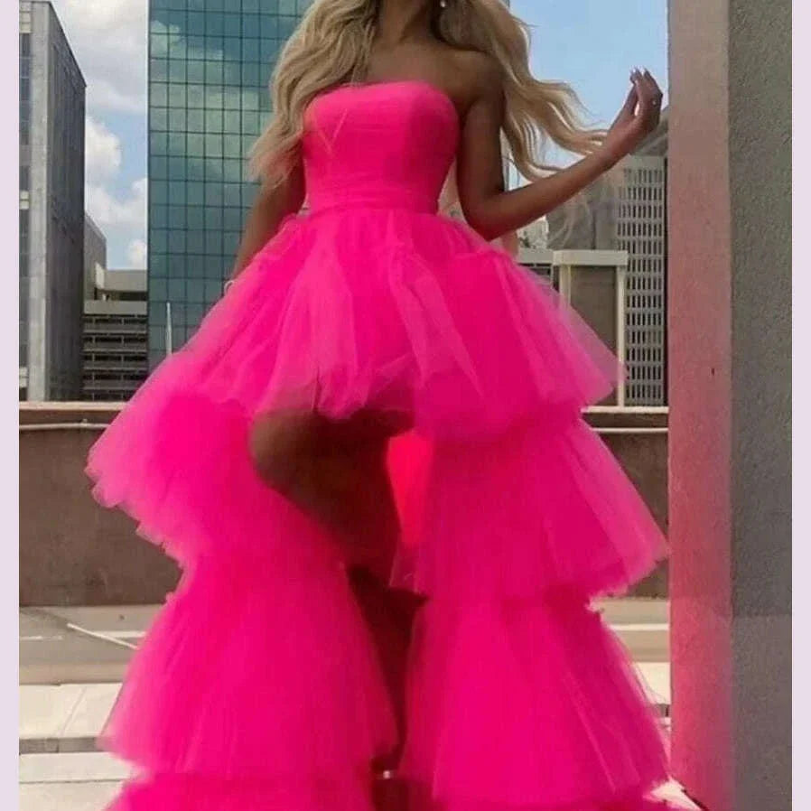 Women Tulle Petticoat Tiered High Low Elastic Waist Tutu Skirts Puffy Long Soft Net Gown Underskirt Prom Maxi Skirt Free Size