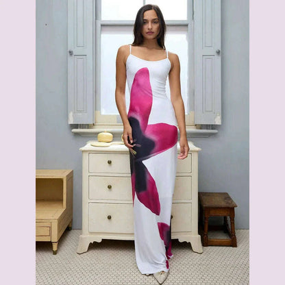 Sexy Maxi Dress For Women Elegant Party Summer Fashion Print Sleeveless Simple Dresses Bodycon Backless Casual Club Strap Dress