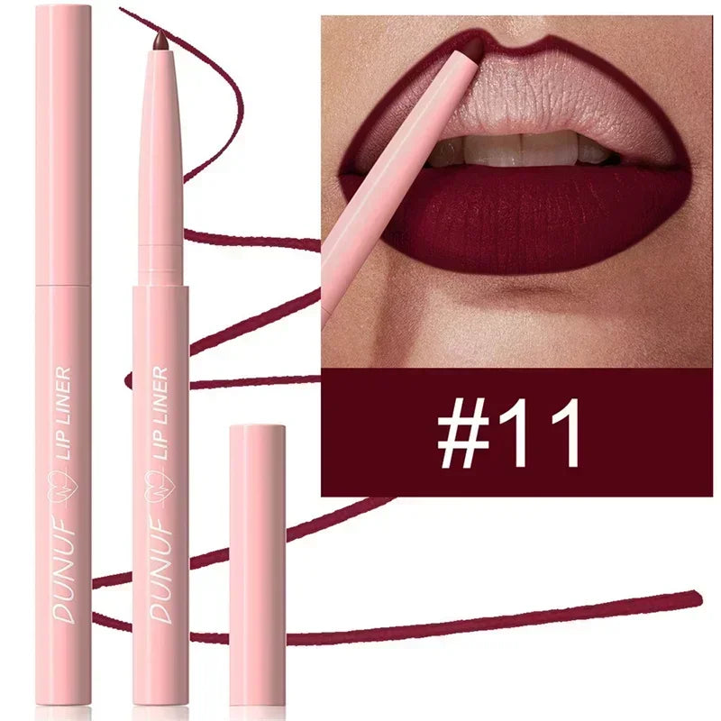 Waterproof Matte Lipliner Pencil Red Contour Tint Lipstick Long Lasting Non-stick Cup Moisturising Lips Makeup 12 Colors