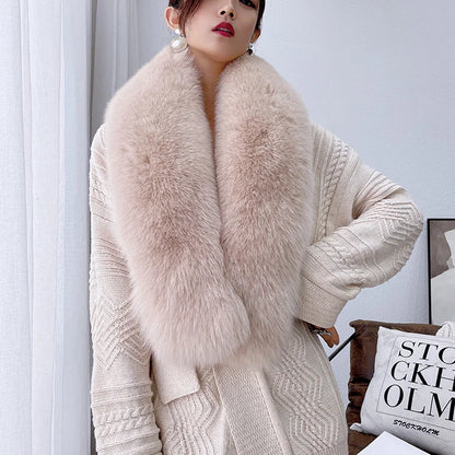 Luxury Real Fox Fur Collar Scarf For Women Winter Warm Genuine Fur Shawls And Wraps Neck Warmer Fur Scarves Female Scarfs Coat