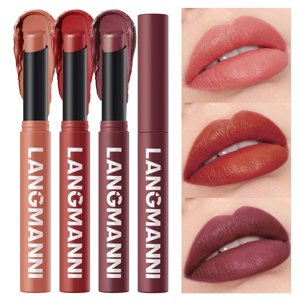 12 Color Matte Lipstick Pencil Waterproof Long Lasting Non-Stick Cup Lip Stain Tint Cosmetic Nude Lipstick Pen Makeup Maquillage
