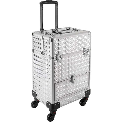 Rolling Makeup Train Case, Makeup Trolley with Drawer, Nail Case Wheeled Manicure Storage Case for Hair Stylists,Pet Groomers
