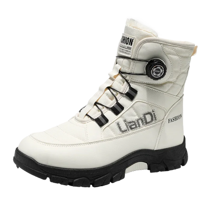 Large Size High-top Mens Cotton Shoes outdoor Snow Boots Warm Plush Lining Breathable Waterproof Fabric Non-slip Soles Safe Shoe
