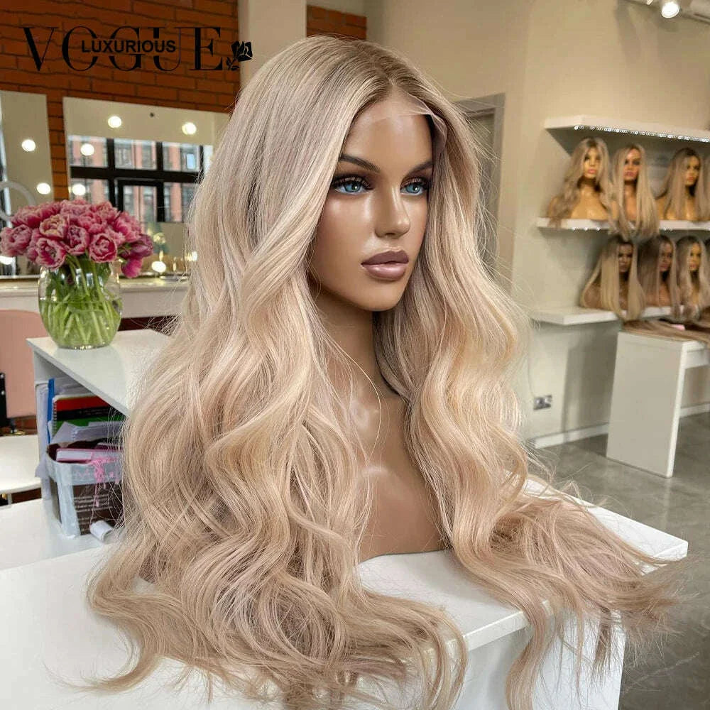 Christmas Cream Blonde Body Wave 100% Real Human Hair Wig Ash Blonde Preplucked 13x6 Lace Front Wig Pre Cut Ready To Wear Wigs