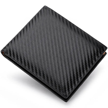 New Carbon Fiber Short Wallet Men's Card Bag Integrated Zipper Change Bag Holder