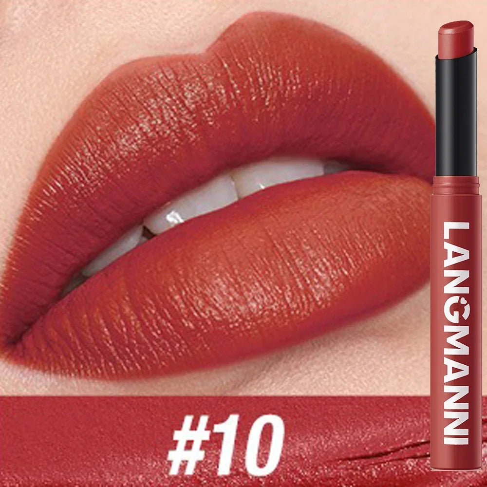 12 Color Matte Lipstick Pencil Waterproof Long Lasting Non-Stick Cup Lip Stain Tint Cosmetic Nude Lipstick Pen Makeup Maquillage