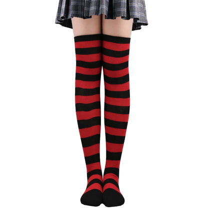 Wide Striped Stockings Women Over Knee High Long Socks Christmas Halloween Cosplay Anime Performance Party Gifts Socks Colorful