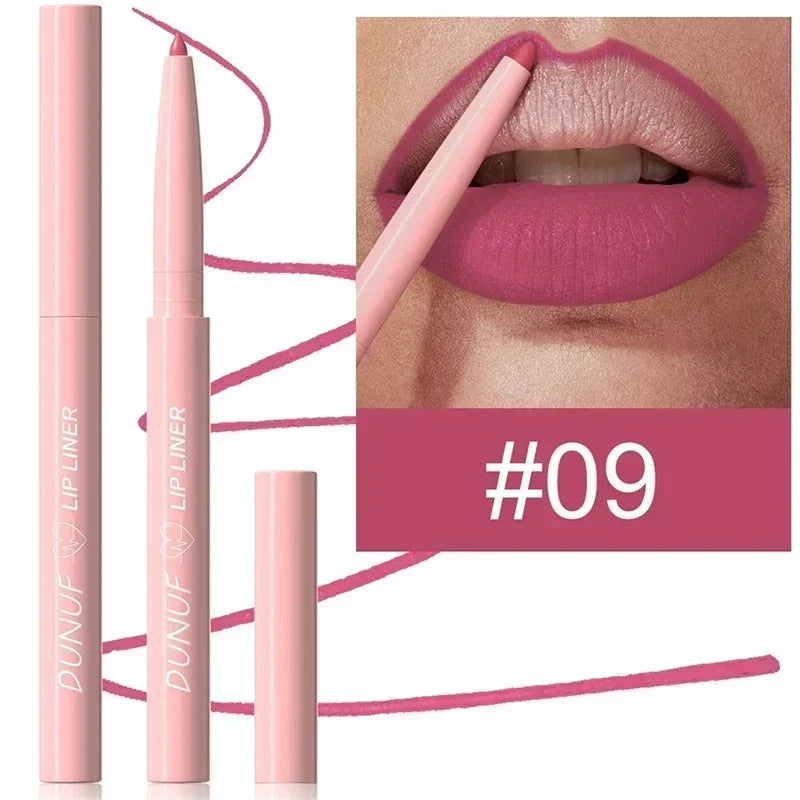Waterproof Matte Lipliner Pencil Red Contour Tint Lipstick Long Lasting Non-stick Cup Moisturising Lips Makeup 12 Colors