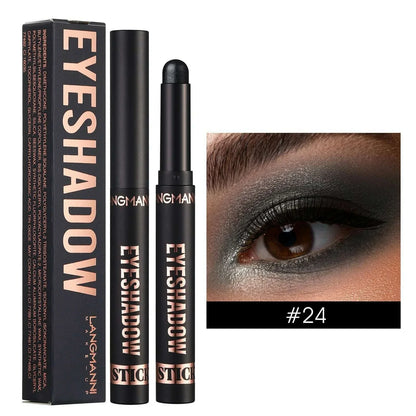 Smoky Dark Blue Eyeshadow Pencil Stick Waterproof Pearlescent 16 Colors Metallic Glitter Eye Shadow Highlighter Pen Makeup Tool