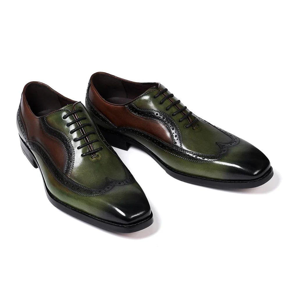 Luxury Italian Men&#39;s Oxfords Genuine Leather Brogue Wingtip Wedding Party Dress Shoes for Men Classic Lace-Up Office Formal Shoe