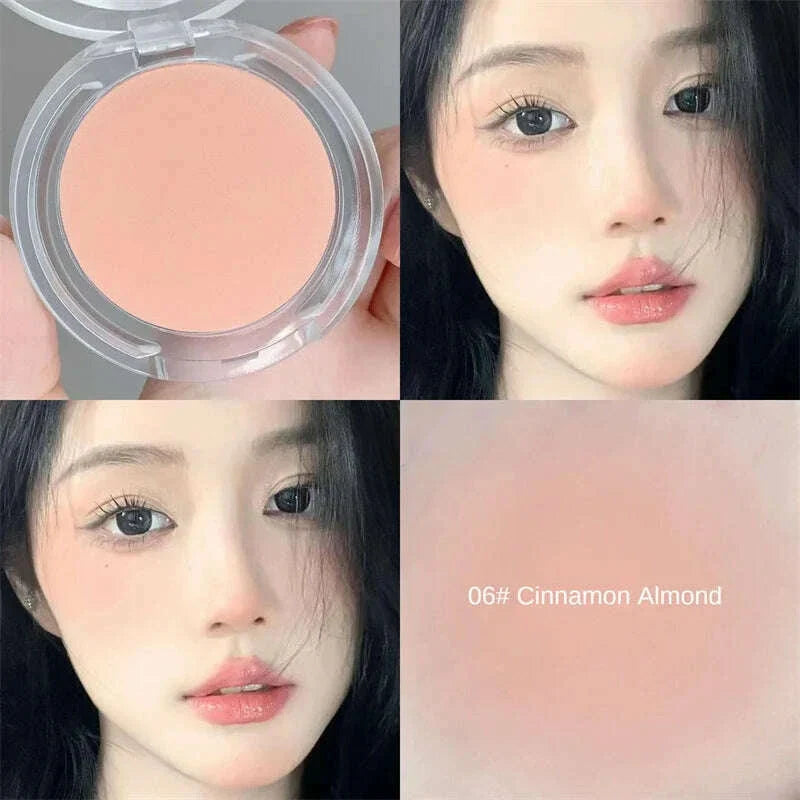 Single Color Blush Matte Natural Cheek Tint Brighten Face Waterproof Face Contouring Cosmetics Blush Powder Soft Female Makeup