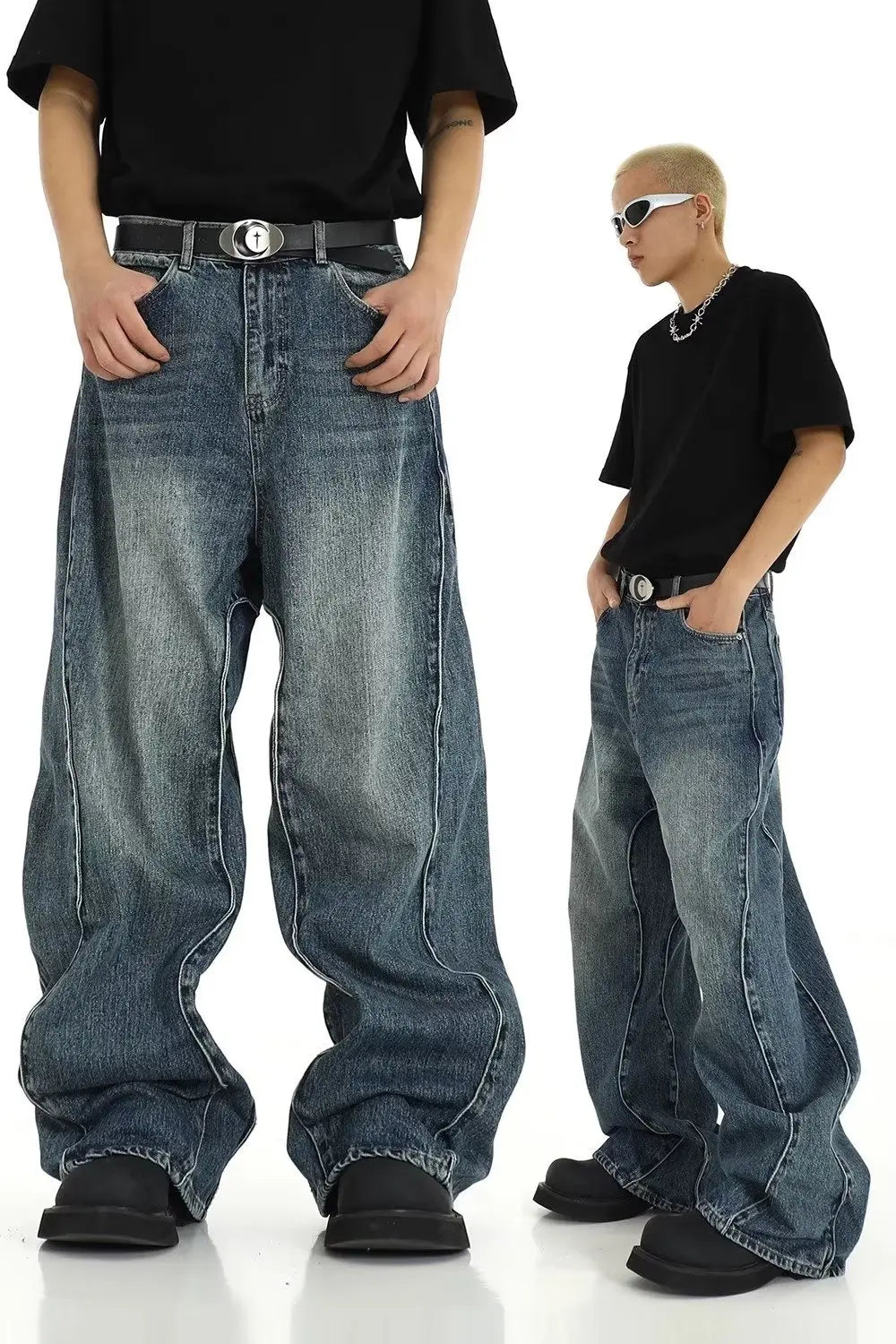 Y2K Men's Baggy Jeans Unisex Trendy Casual Wide-Leg Denim Pants High Street Quality American Style Streetwear Oversize Trousers