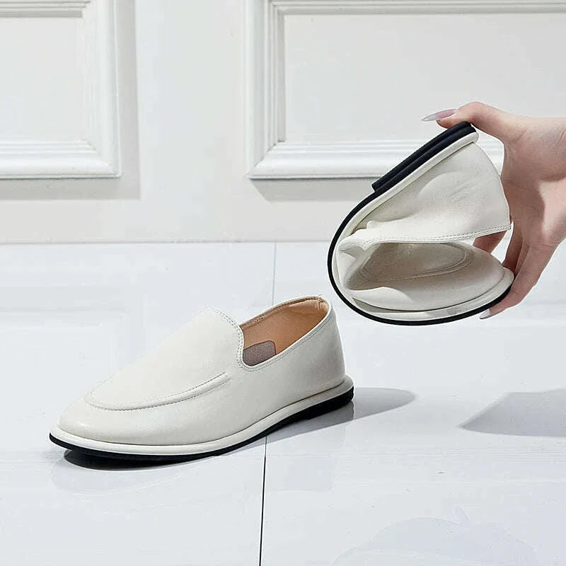 AIYUQI Loafers Women 2025 New Spring Round Toe One Foot Slip-on Shoes Women Genuine Leather Soft Flats Shoes Women