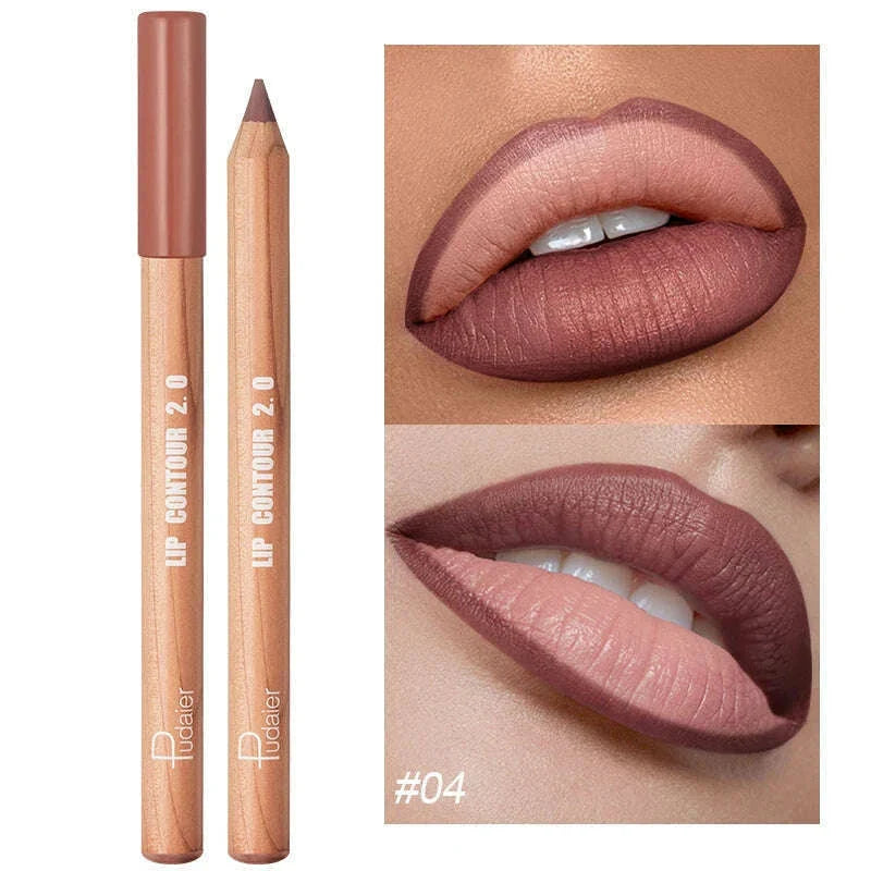 Nude Brown Lipliner Pen Wooden Matte Lip Liner Waterproof Lipstick Pencil Easy To Wear Non-stick Cup Lip Contouring Pen Cosmetic