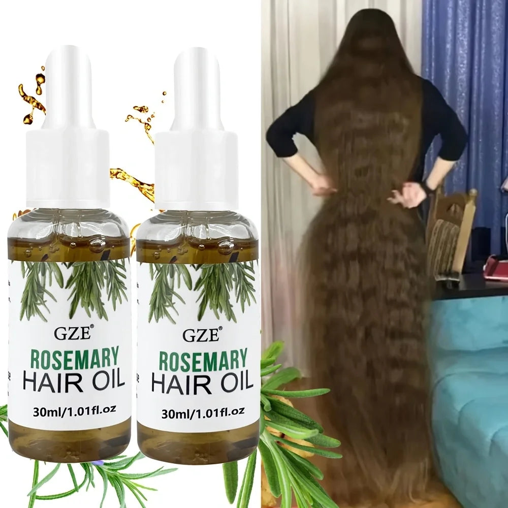 2 pack GZE Rosemary Oil For Hair Rosemary Scalp Hair Oil, All Type & Texture | Straight, Waves & Chemically Hairs Strengthens