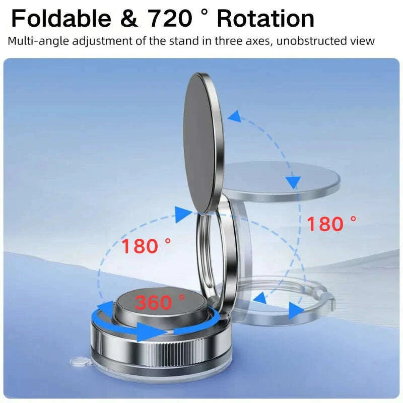 2025 Car Magnetic Phone Holder 720° Rotation Foldable Adjustable Vacuum Suction Cup Stand Bracket Desk Wall For iPhone Tesla