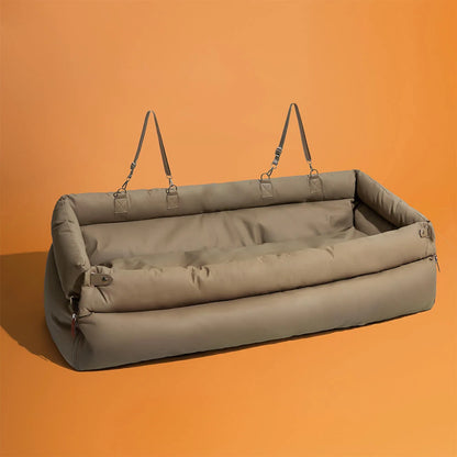 Pet Outing Lathe Luxury Faux Leather Dog Car Seat/Cat Car Bed/Booster Bed Pet Booster Car Seat Dog Cat Travel Seat
