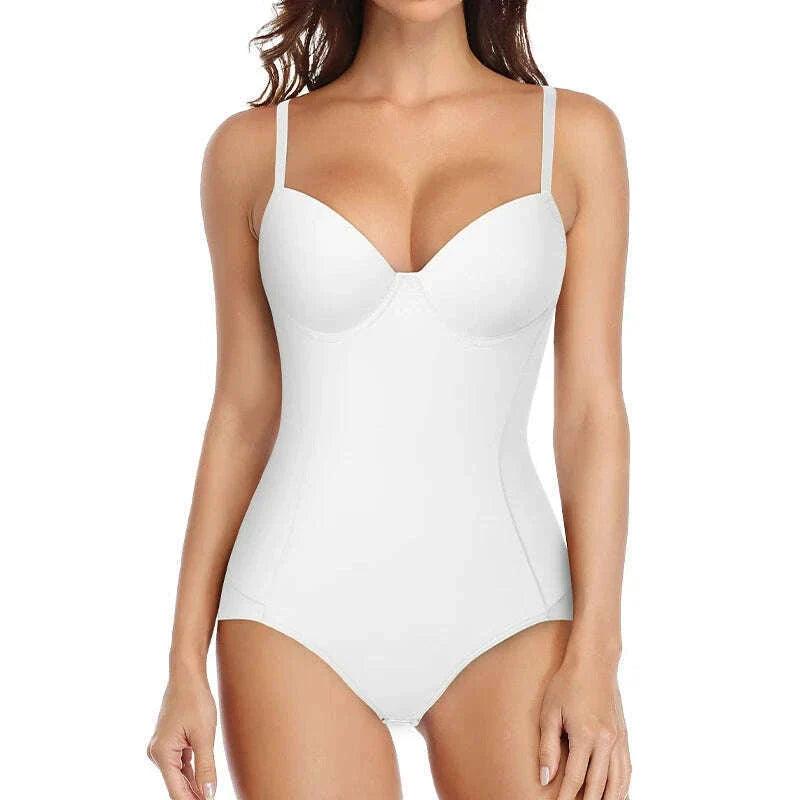 Women Sexy Body Shapewear Bodysuits Built-In Bra Camisole Tops  Waist Trainer Slim Full Body Shaper Lingerie With Underwire Cup