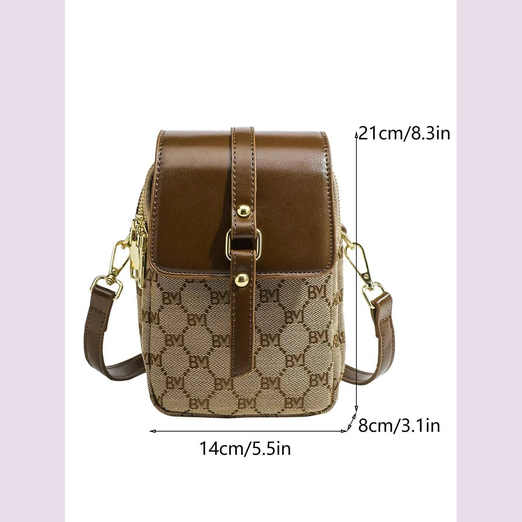 Women's checkered diagonal cross small round bag, retro contrasting flip shoulder bag