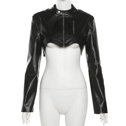 Nibber 2024 Autumn New Vintage Classic Black Hottie Mysterious All-Match Casual High Street Cool Confident Women's Matte Jacket
