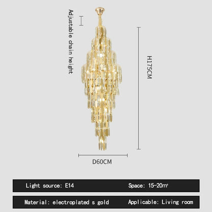 Duplex Building Chandelier Villa Living Room Crystal Lamp Hotel Luxury Chandelier High-end Spiral Staircase Long Chandelier
