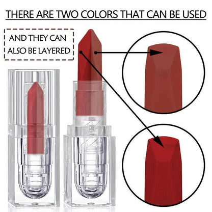 2-Color Matte Lipstick Non-Fading Non-Stick Cup Long-Lasting Velvet Finish Smooth Matte Lip Color Waterproof Smudge-proof