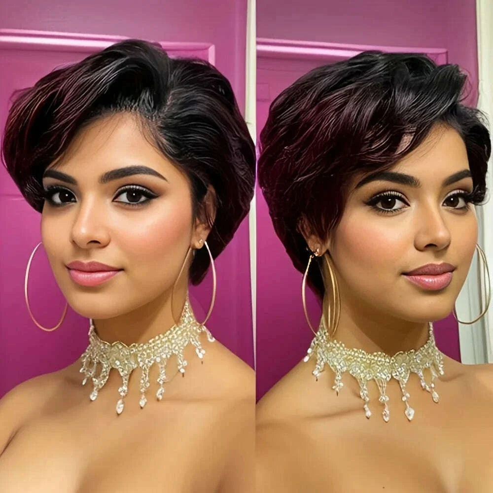 13x4 Lace Front Wig Pixie Cut Wigs Human Hair for Women Transparent Frontal Wig Natural Wave Wig