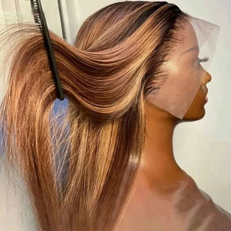 250% 4/27 Highlight 13x6 Deep Wave Lace Front Wigs Human Hair 13x4 Ombre Curly Wig Straight HD Front Wig Human Hair Pre Plucked